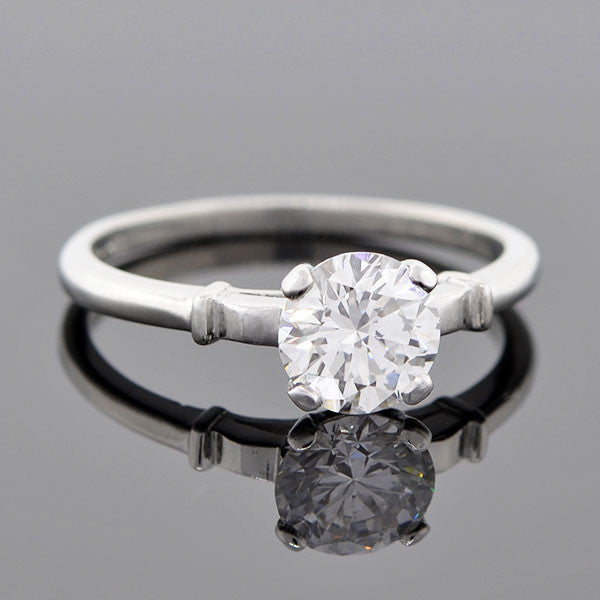 Retro Platinum Diamond Engagement Ring 1.01ctw