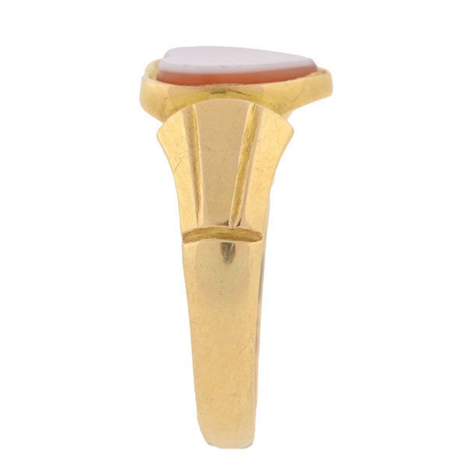 Art Nouveau 18kt Yellow Gold Banded Agate Heart Ring
