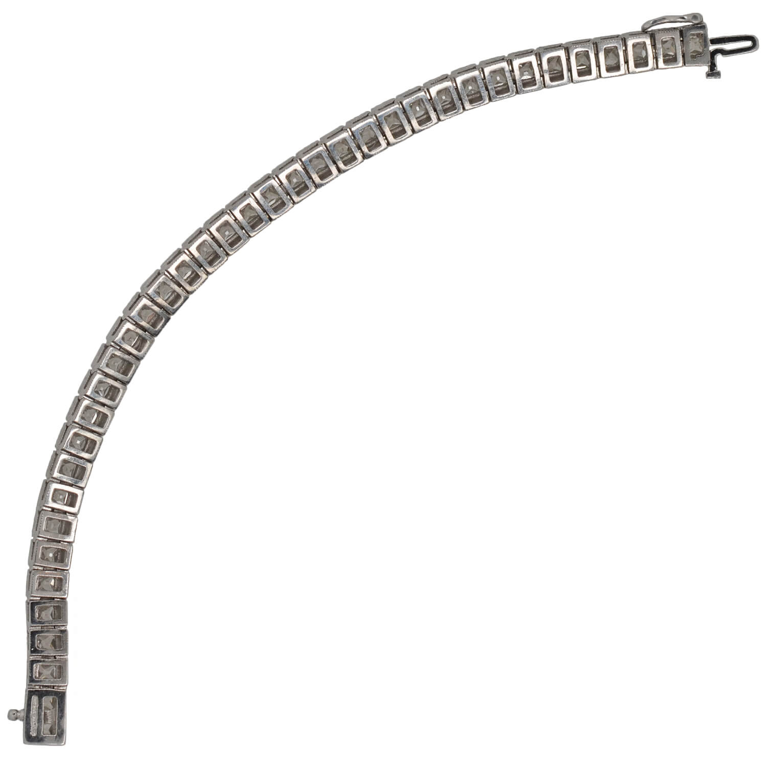 Custom Art Deco Style Platinum + French Cut Diamond Line Bracelet 20.90ctw