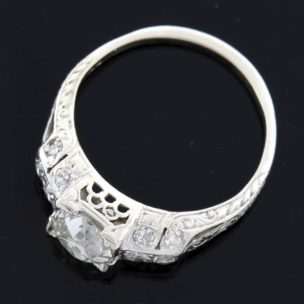 Art Deco Platinum Diamond Engagement Ring 1.23ct