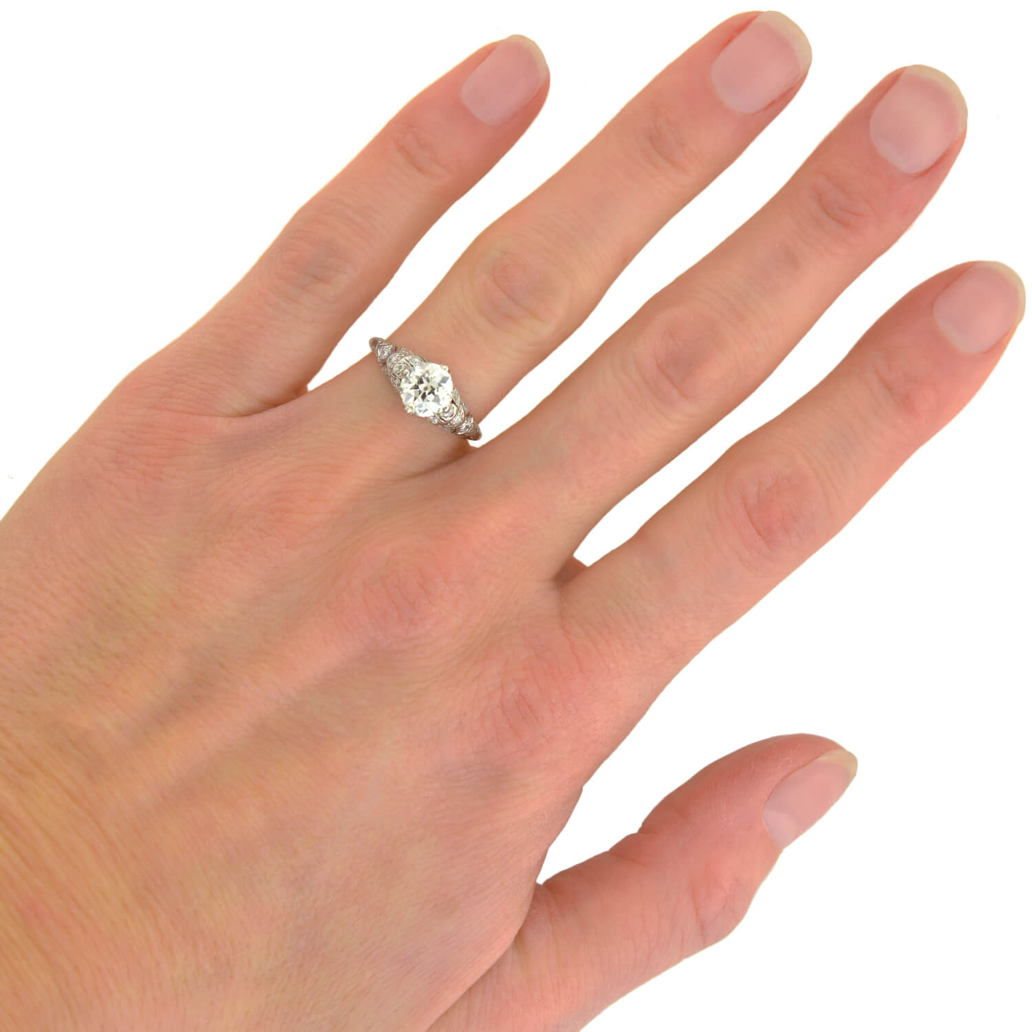 Art Deco Platinum Diamond Engagement Ring 1.44ct