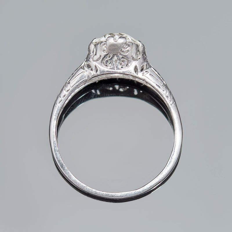Art Deco Platinum Diamond Engagement Ring 1.51ct