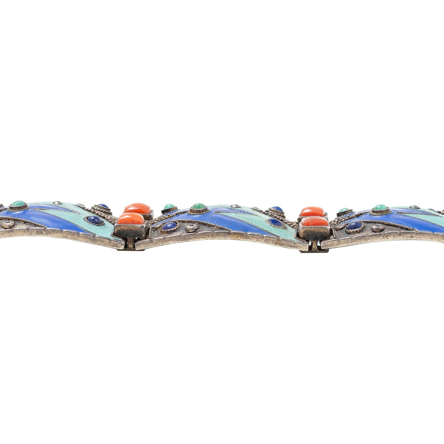THEODORE FAHRNER Art Deco Sterling Silver Enamel Braclet