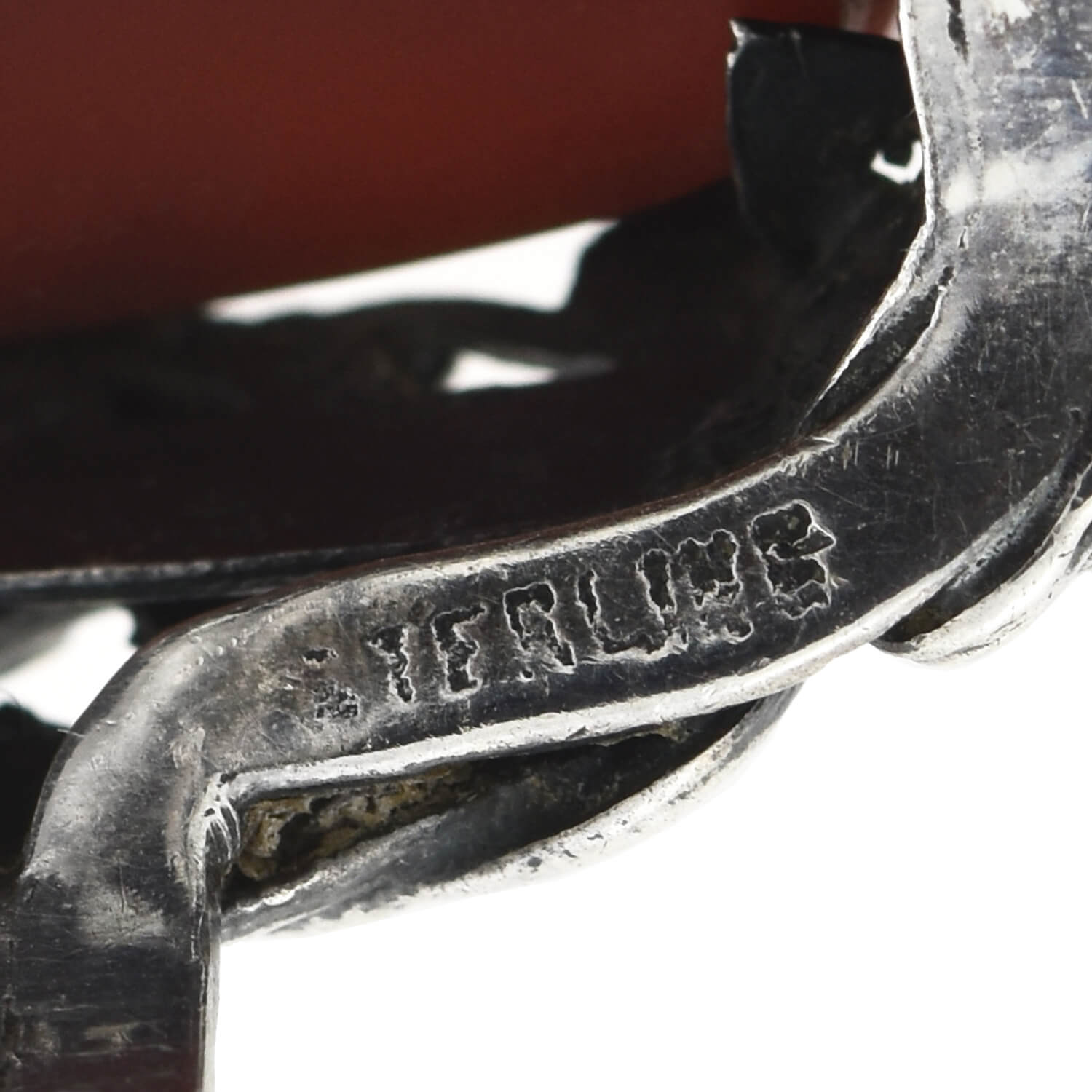 Art Nouveau Large Sterling Carnelian Plaque + Floral Motif Ring