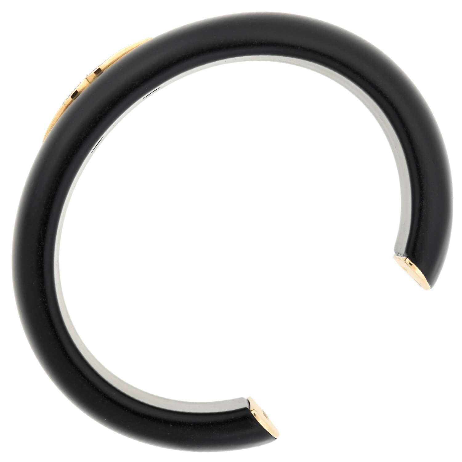 G. BVLGARI Vintage 18kt Rose Gold + Jet "Enigma" Diamond Lips Cuff Bracelet