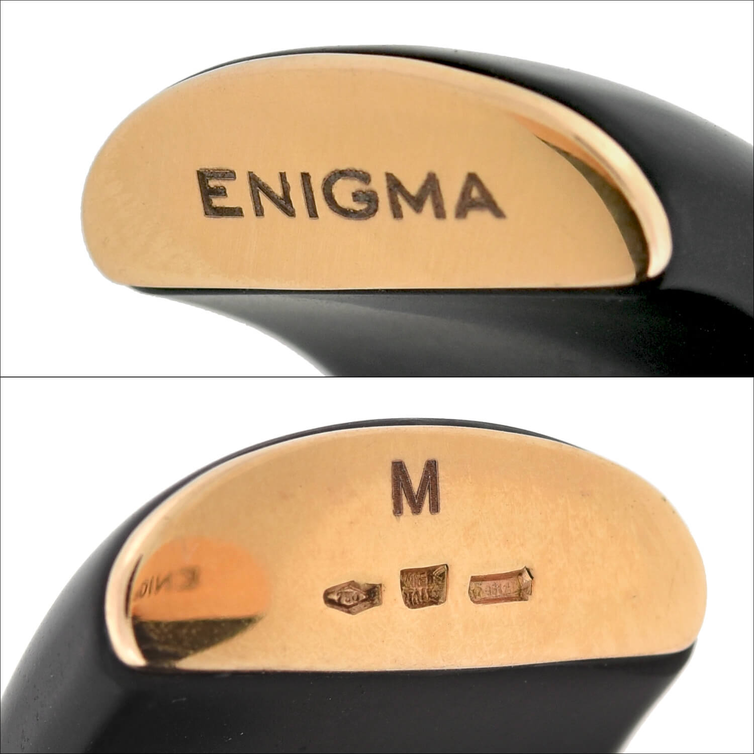 G. BVLGARI Vintage 18kt Rose Gold + Jet "Enigma" Diamond Lips Cuff Bracelet