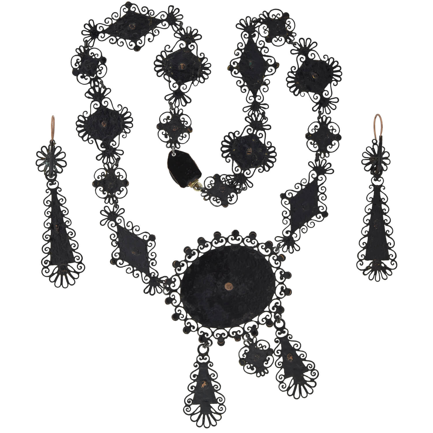 Georgian Berlin Iron + Cut Steel Necklace and Earring Set