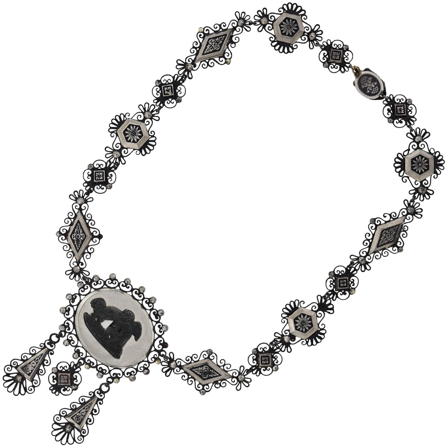 Georgian Berlin Iron + Cut Steel Necklace and Earring Set