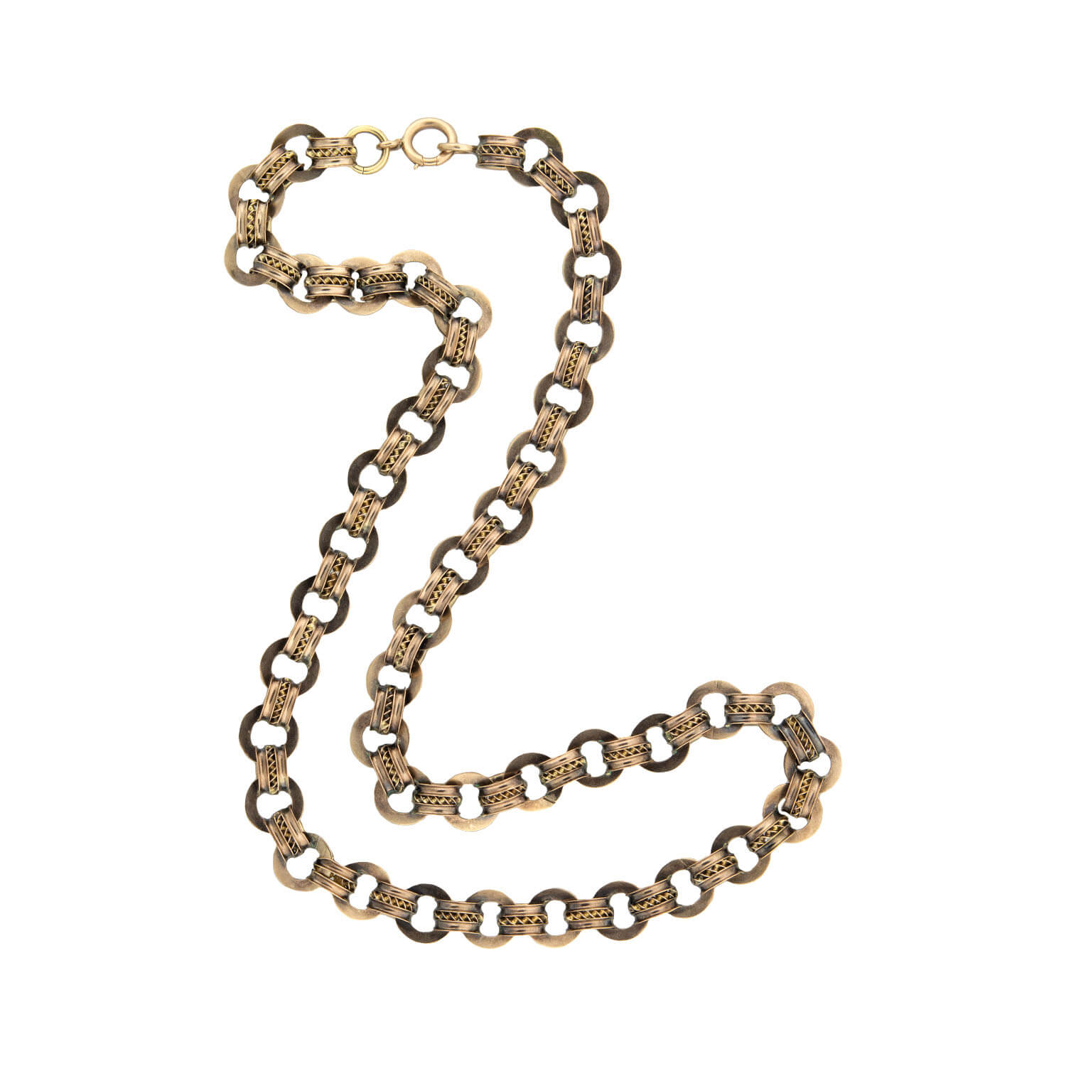 Victorian 14K Gold Book Chain Collar Necklace 20"