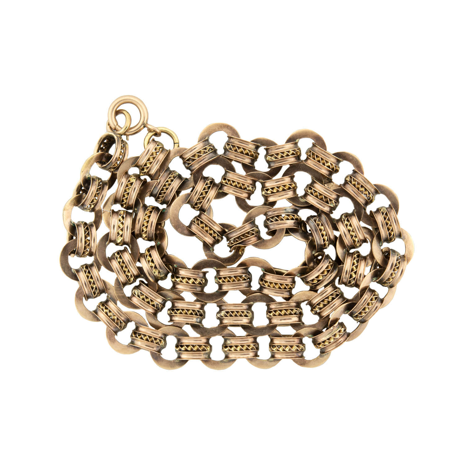 Victorian 14K Gold Book Chain Collar Necklace 20"