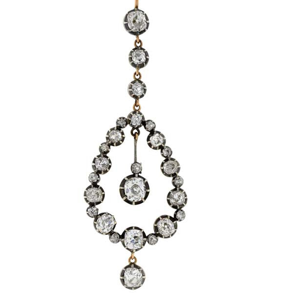 Victorian 18kt Diamond Teardrop Earrings 8.25ctw