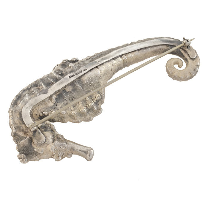 CARL SCHON Vintage Large Sterling Seahorse Pin