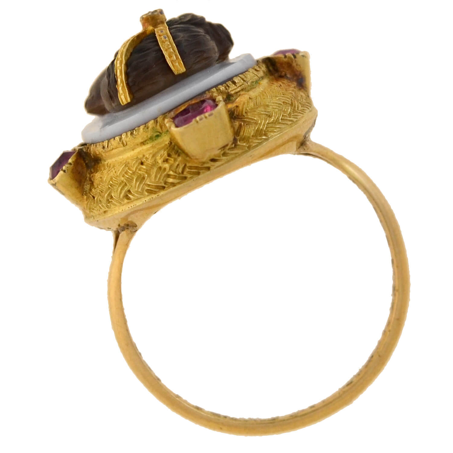 Victorian 14k Ruby and Diamond Cameo Ring