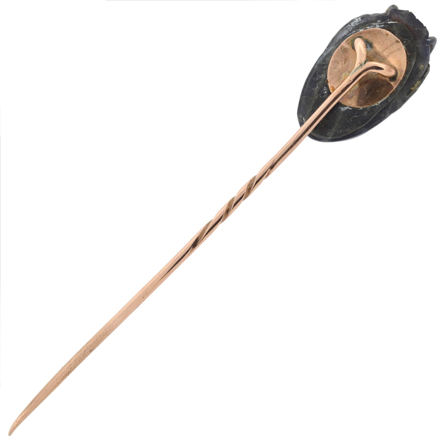 Victorian 15kt Carved Labradorite + Garnet Devil Stick Pin