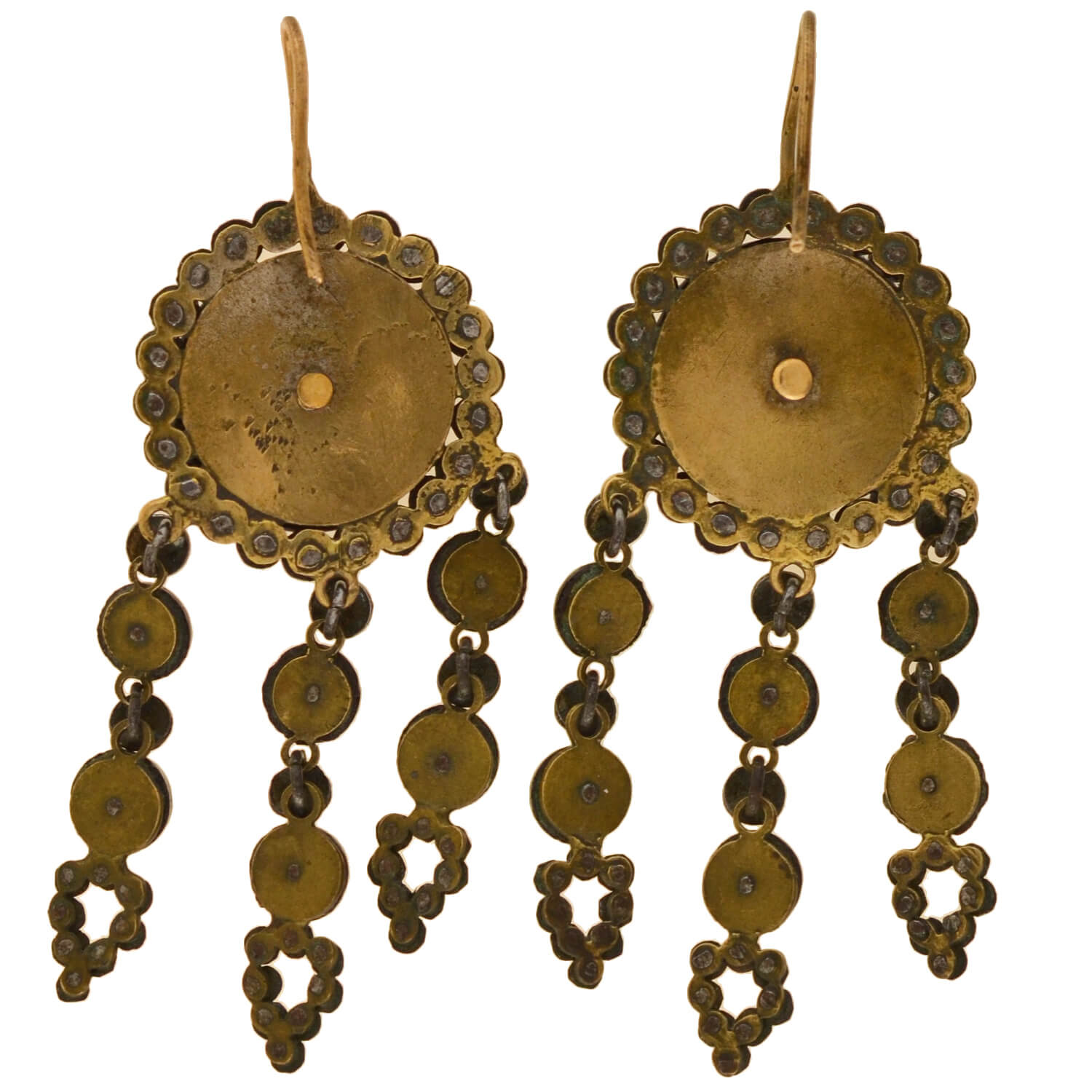 Victorian 14kt Onyx + Cut Steel Dramatic Dangle Earrings