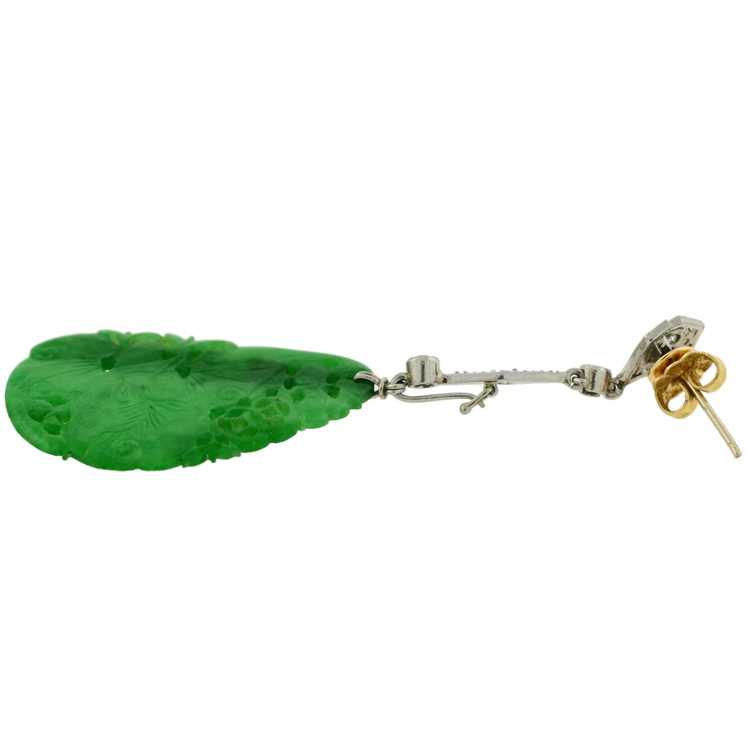 Art Deco Platinum Diamond, Jadeite, Onyx + Rock Crystal Convertible Earrings