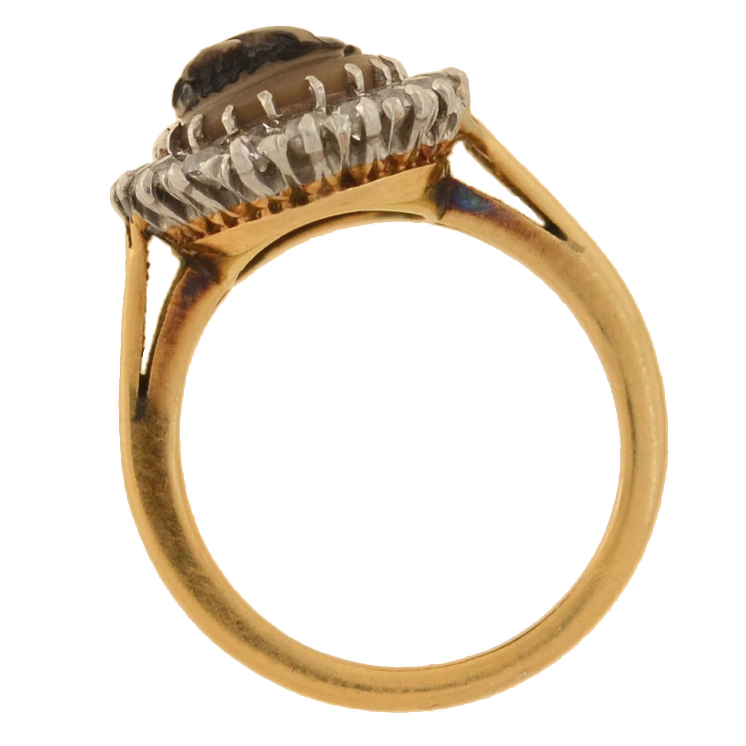 Edwardian 14kt/Platinum Blackamoor Cameo + Diamond Ring