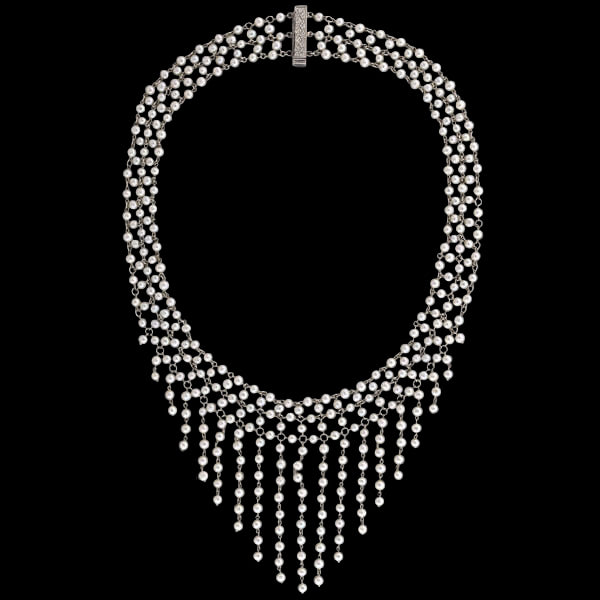 Edwardian Platinum, Diamond & Pearl Festoon Necklace