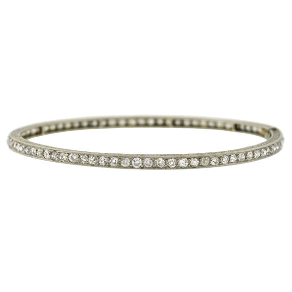 Edwardian Platinum Mine Cut Diamond Bangle Bracelet 5ctw