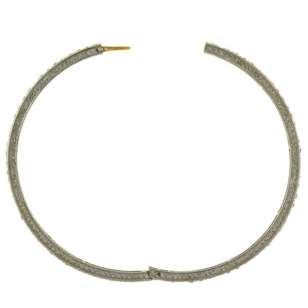 Edwardian Platinum Mine Cut Diamond Bangle Bracelet 5ctw