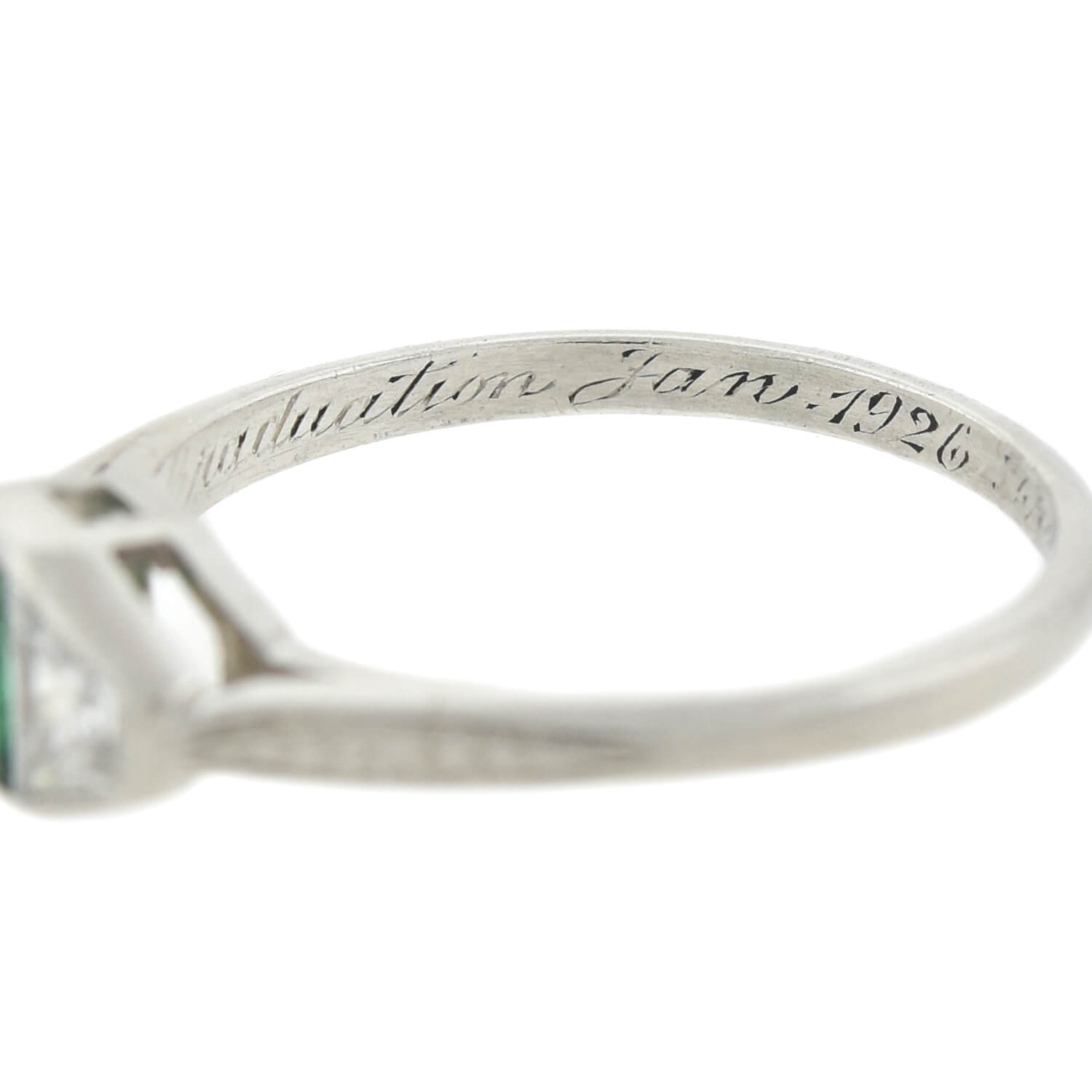 Edwardian Platinum Diamond + Emerald Ring