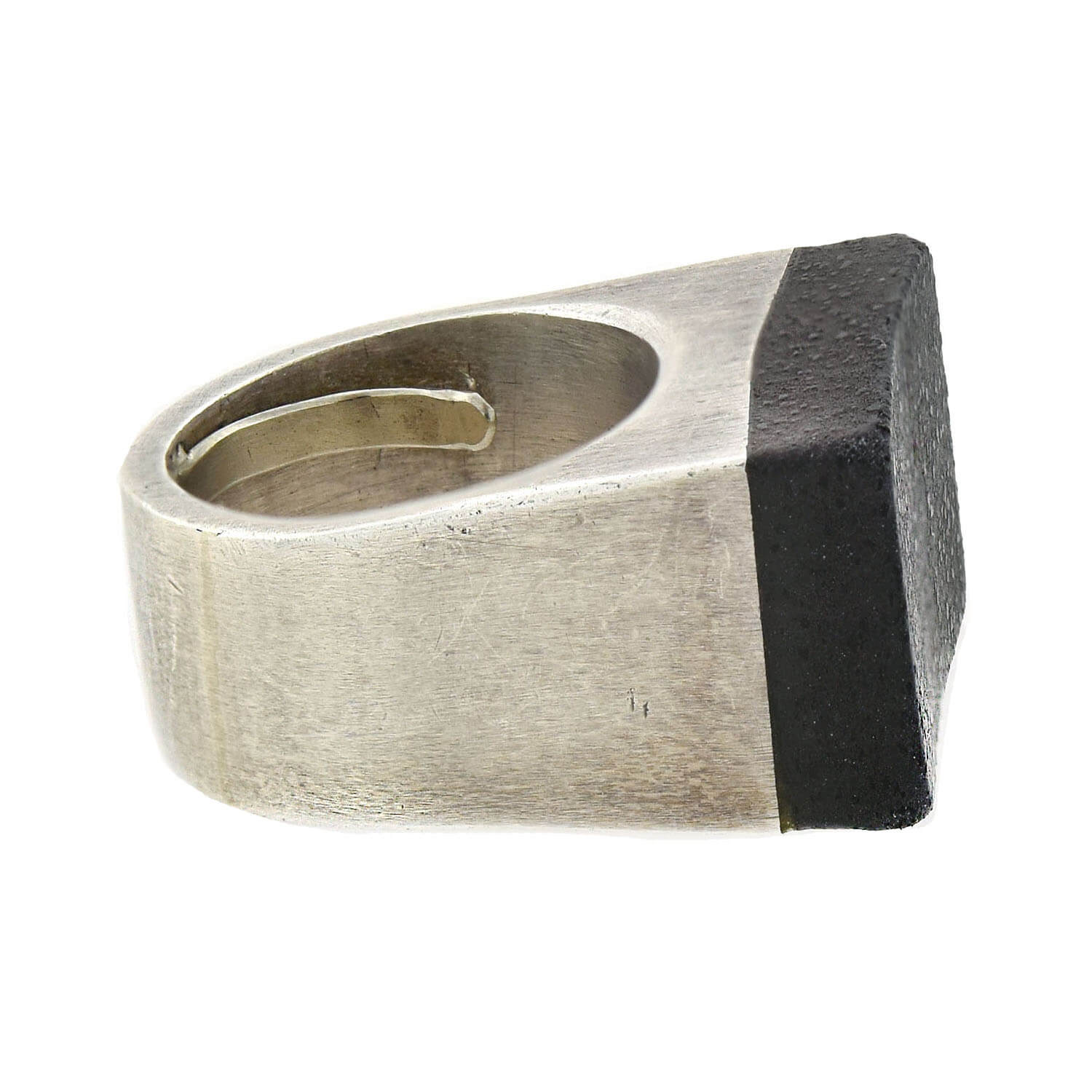 GUCCI Vintage Large Sterling Silver + Rubber Ring