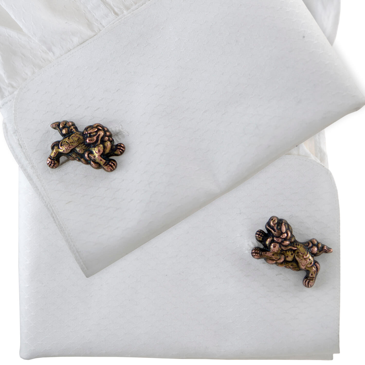 Retro Japanese Sterling Silver + Gold Overlay "Foo Dog" Cufflinks