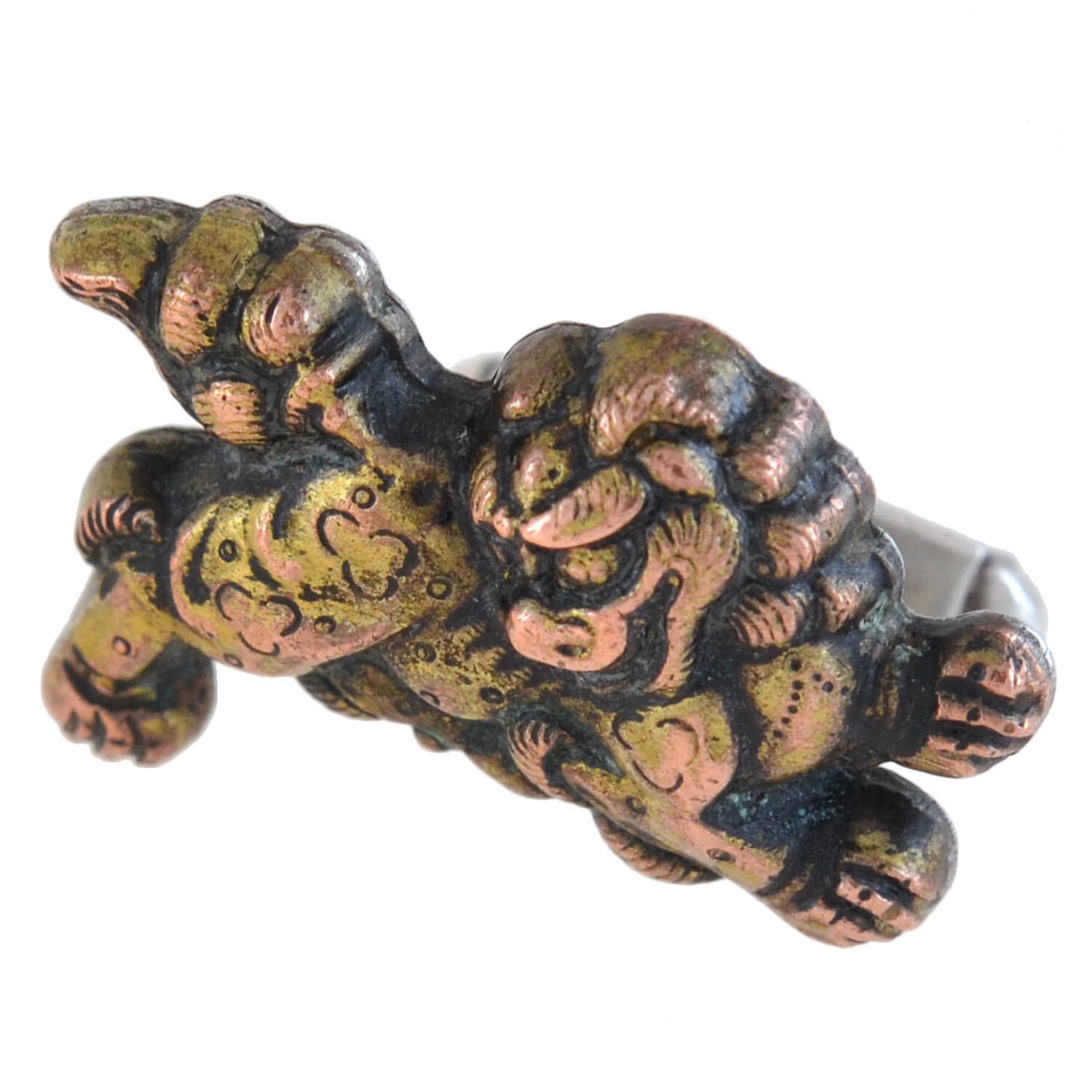 Retro Japanese Sterling Silver + Gold Overlay "Foo Dog" Cufflinks