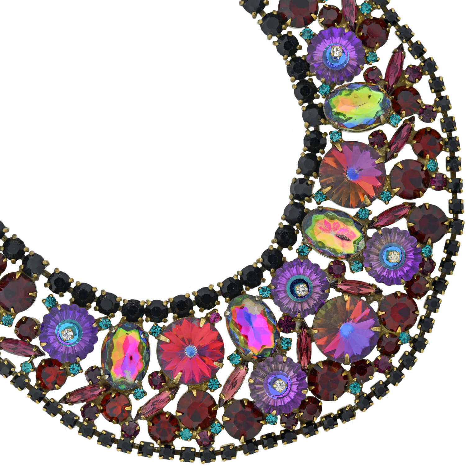 JULIANA  Vintage Large Multi-Crystal Bib Necklace