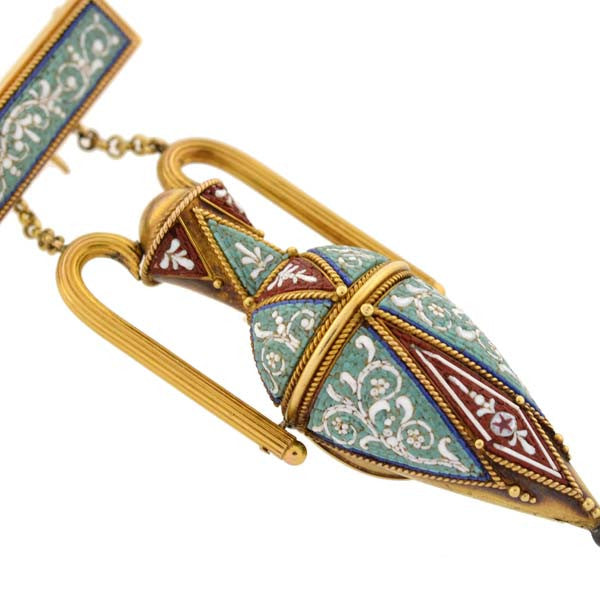 Victorian Large 18kt Micro Mosaic Urn Locket/Pin