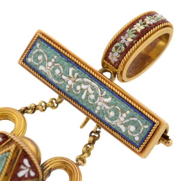 Victorian Large 18kt Micro Mosaic Urn Locket/Pin