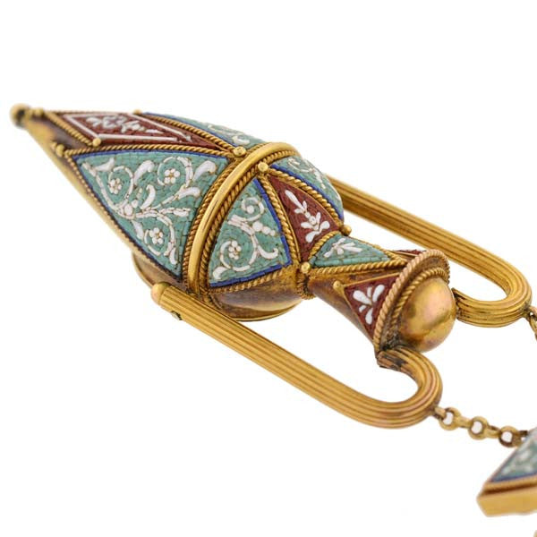 Victorian Large 18kt Micro Mosaic Urn Locket/Pin