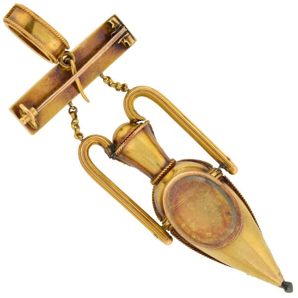 Victorian Large 18kt Micro Mosaic Urn Locket/Pin