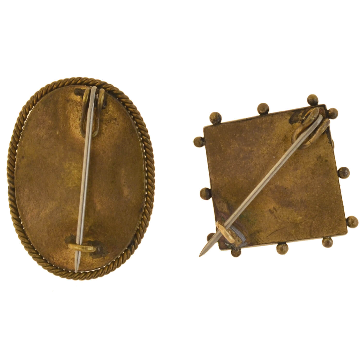 Victorian Gold-Filled Micro Mosaic Vatican City Pin Set