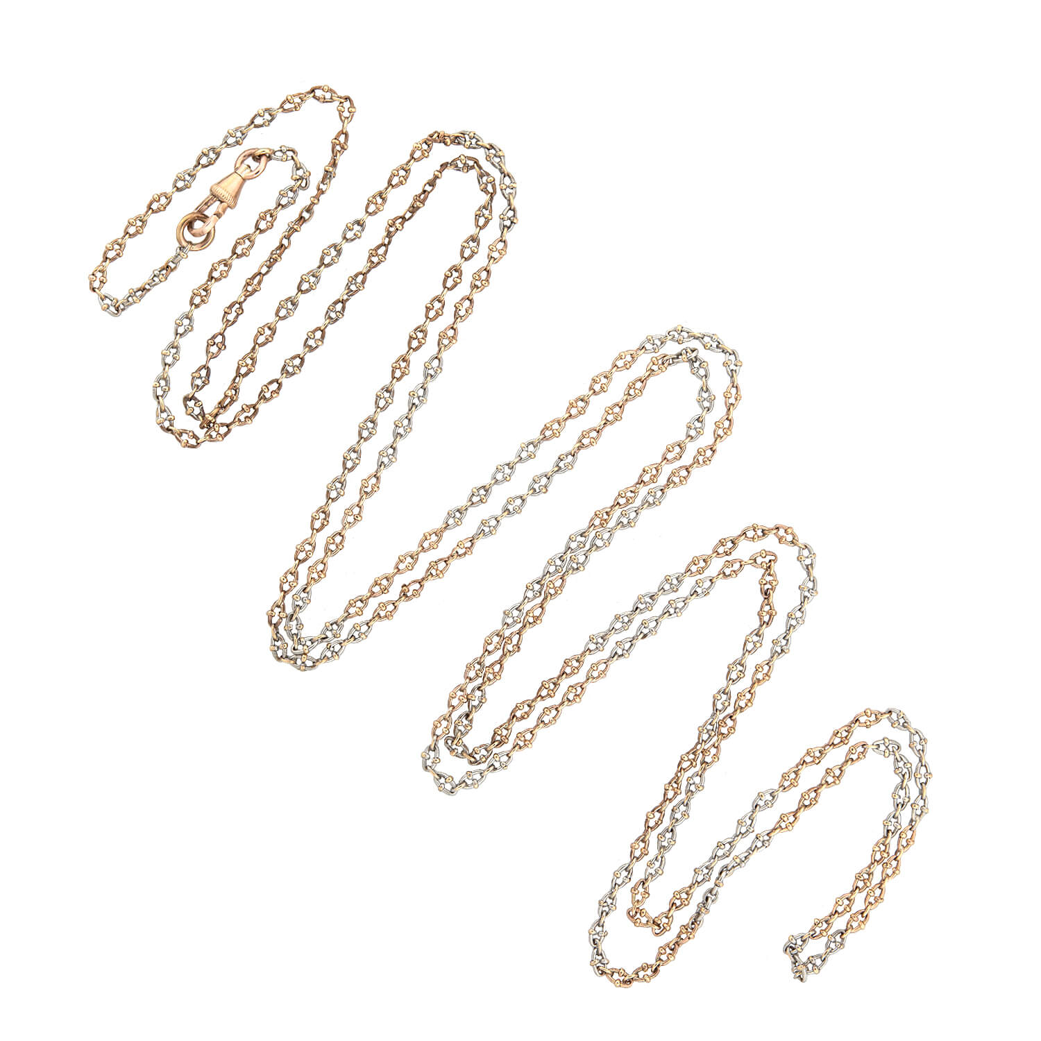 Late Victorian 14kt/Sterling Ball Chain Necklace 60"