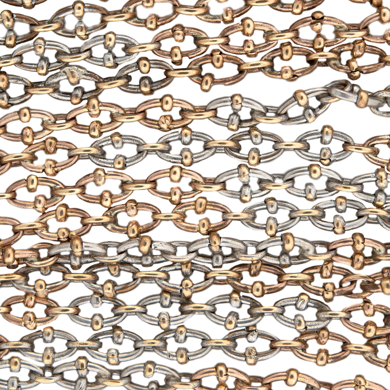 Late Victorian 14kt/Sterling Ball Chain Necklace 60"