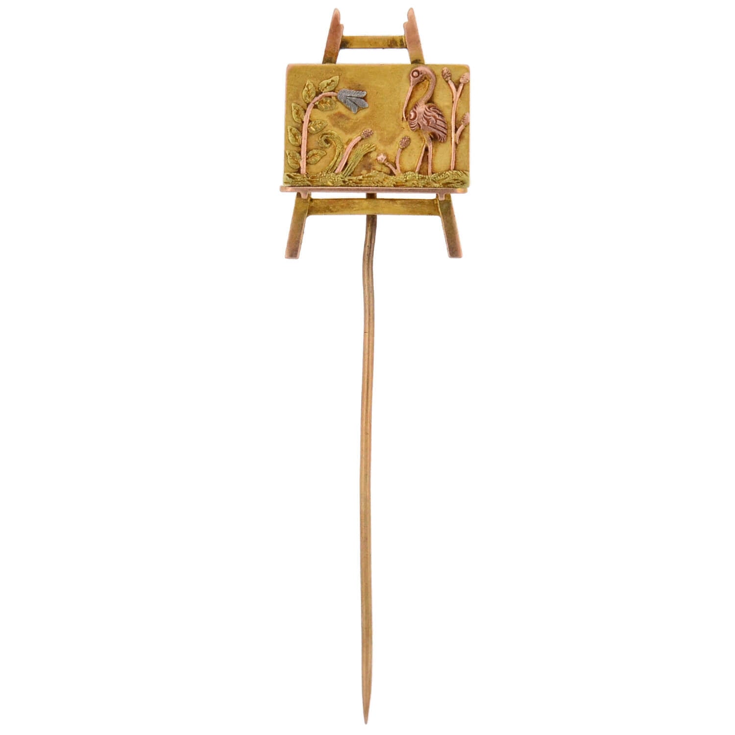 Art Nouveau Mixed Metals "Aesthetic Movement" Art Easel Stick Pin