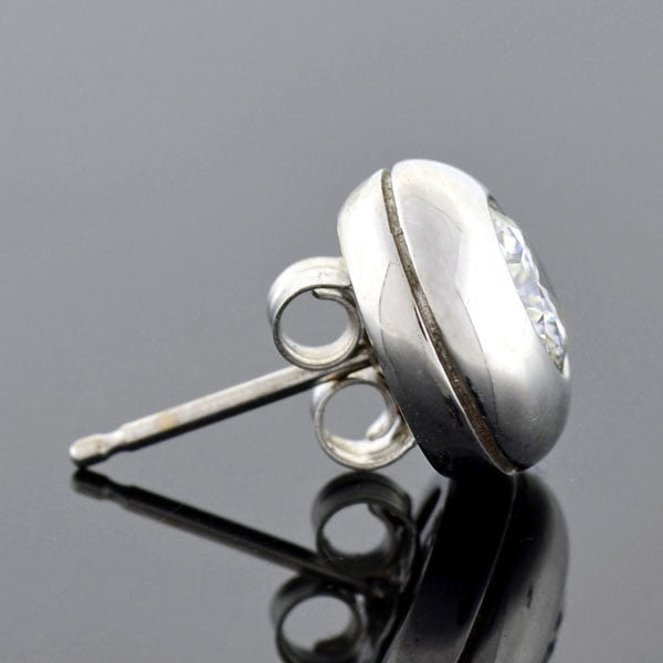 Estate Platinum Round Brilliant Diamond Stud Earrings 1.50ctw
