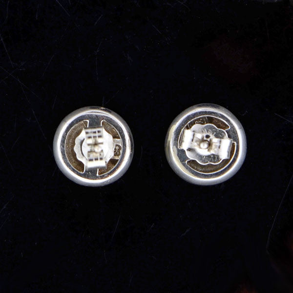 Estate Platinum Round Brilliant Diamond Stud Earrings 1.50ctw