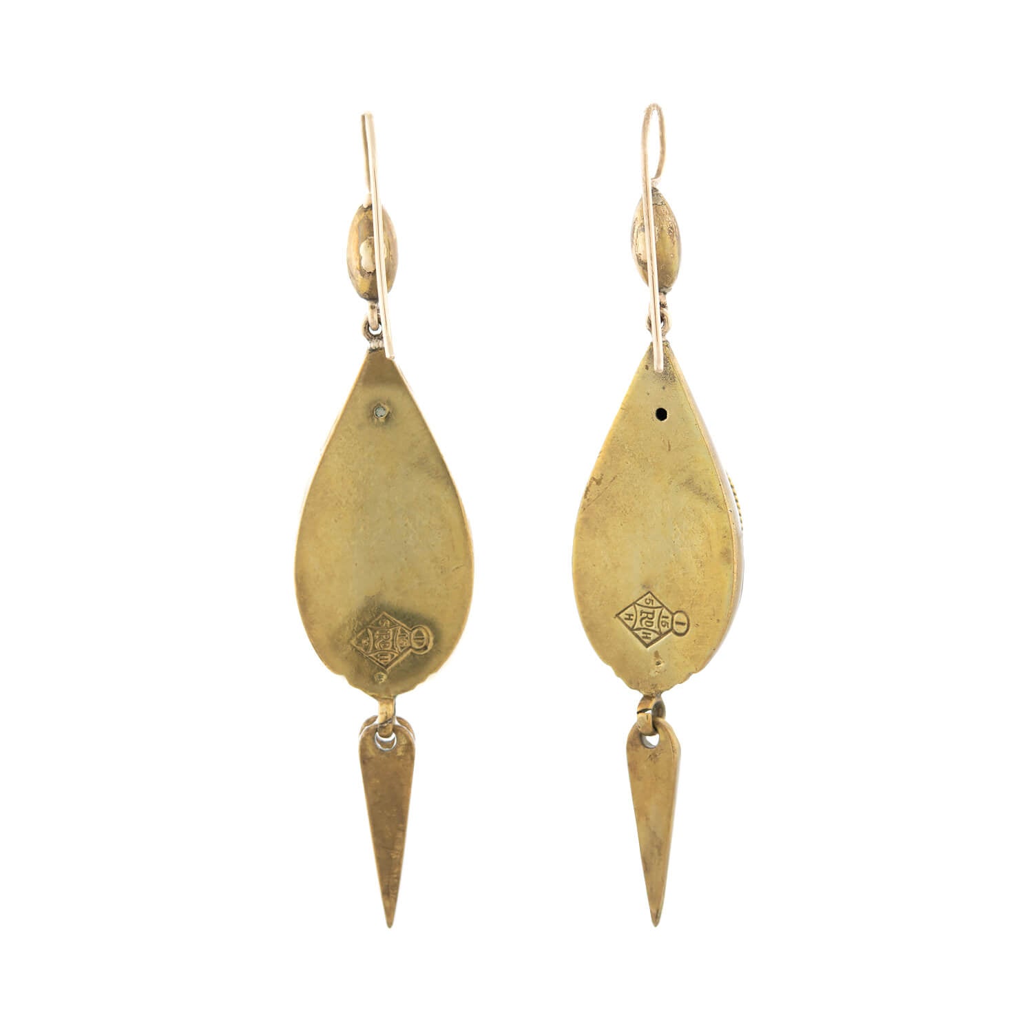 Victorian 9kt, Onyx + Pearl Dangle Earrings