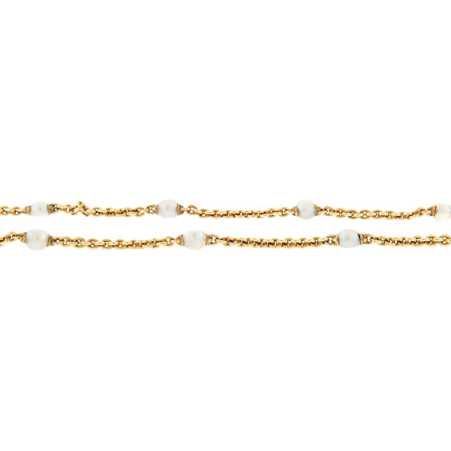 Edwardian 14k Natural Grey Pearl Chain Necklace 32.5"