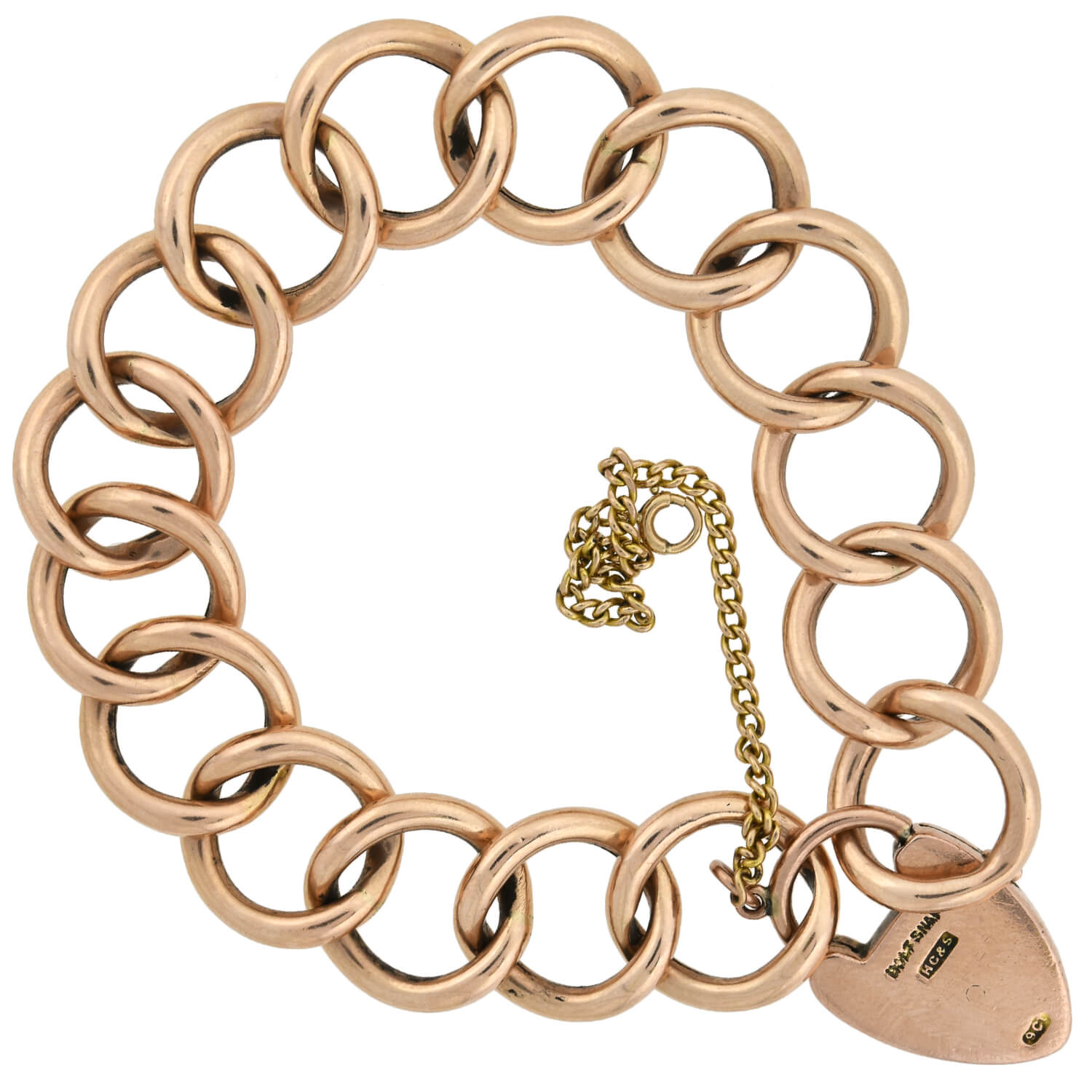 Victorian 9kt/14kt Link Bracelet with Padlock Heart Clasp 11.4dwt