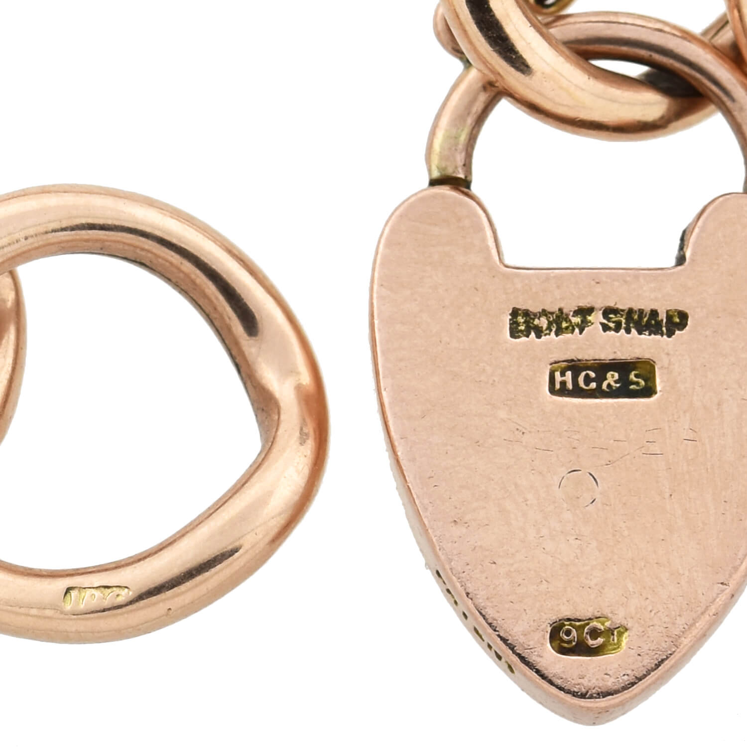 Victorian 9kt/14kt Link Bracelet with Padlock Heart Clasp 11.4dwt