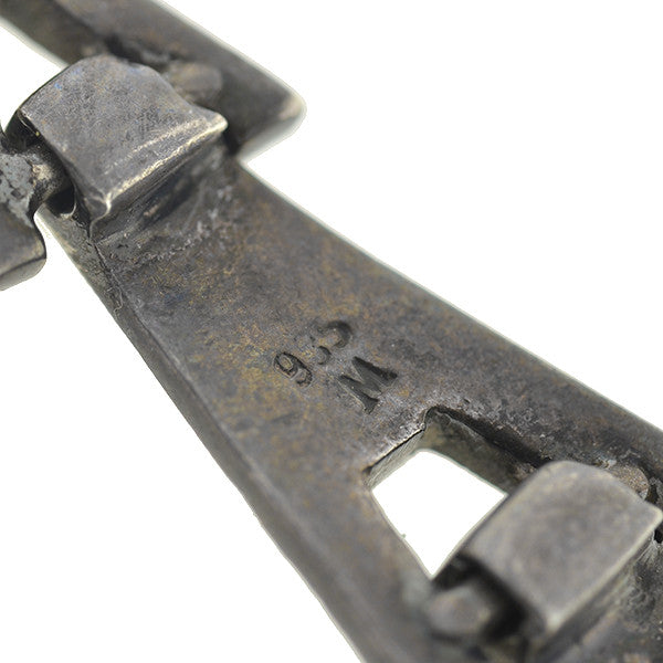 Art Deco Sterling Guilloche Enamel & Marcasite Watch Pin