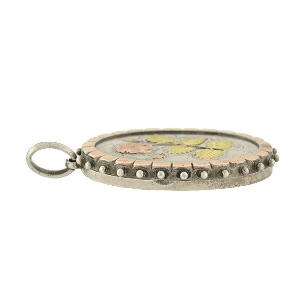 Victorian Sterling Silver Mixed Metals Flower Locket
