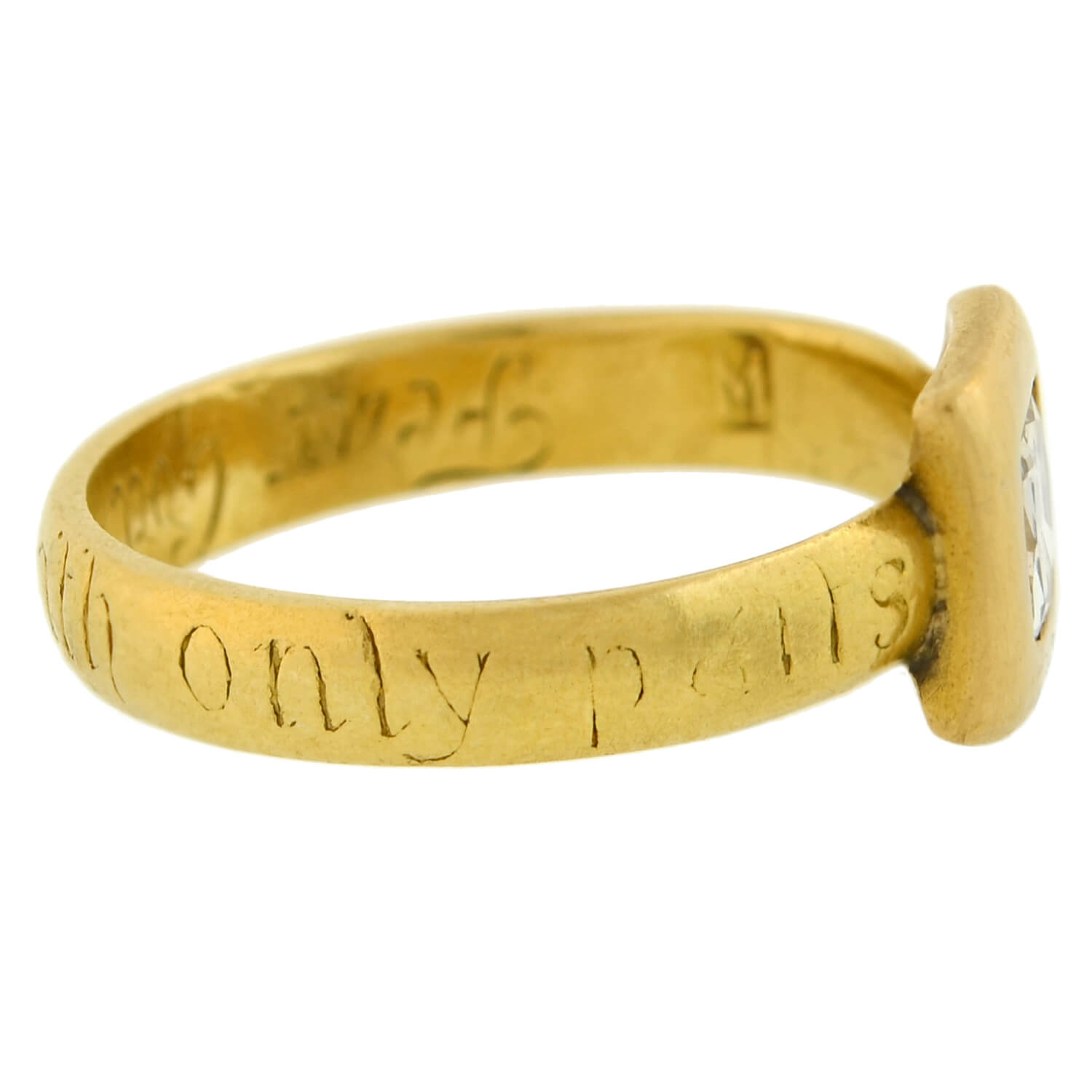 17th Century/Stuart (Ca 1650) 18k Peruzzi Cut Diamond Posy Ring 1ctw