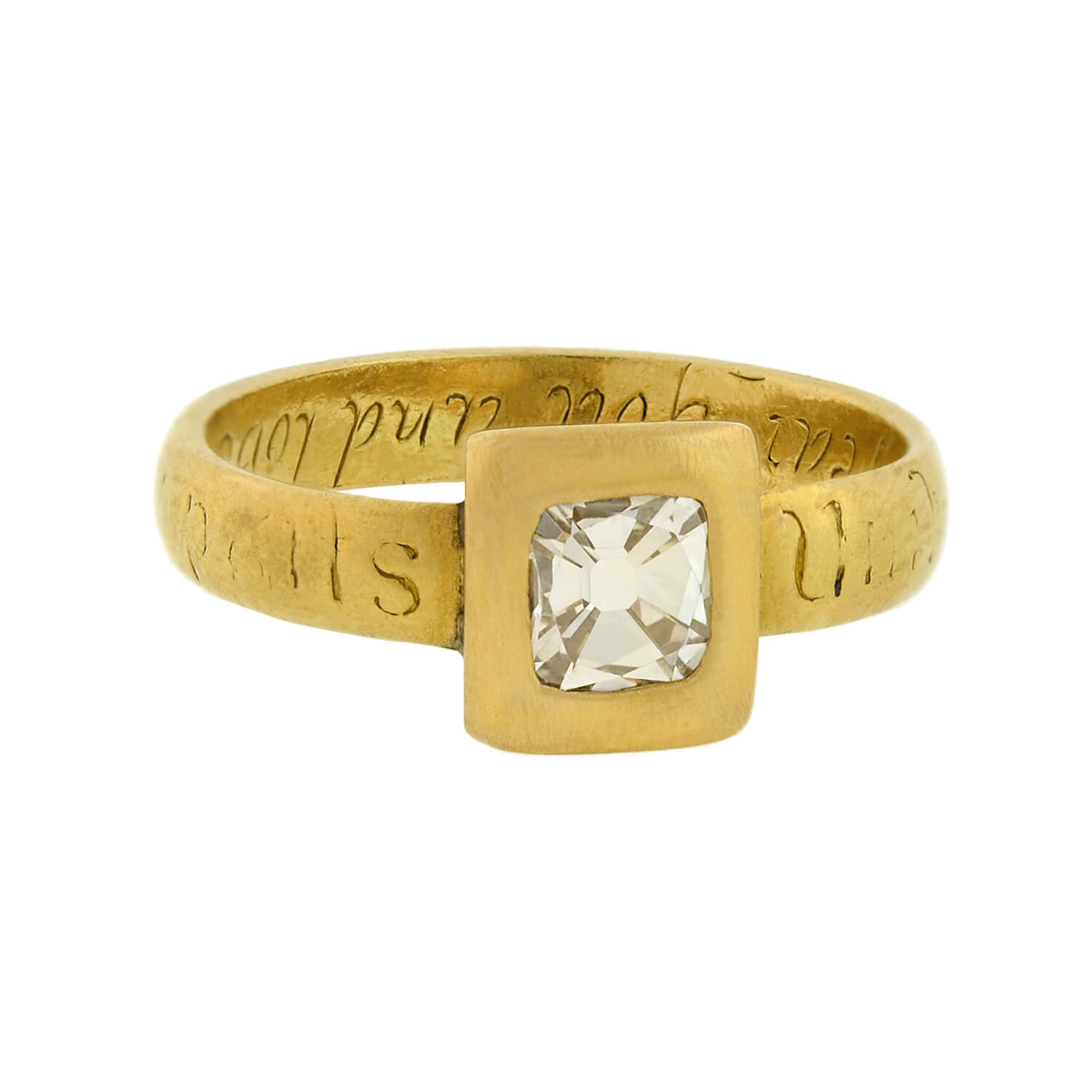 17th Century/Stuart (Ca 1650) 18k Peruzzi Cut Diamond Posy Ring 1ctw