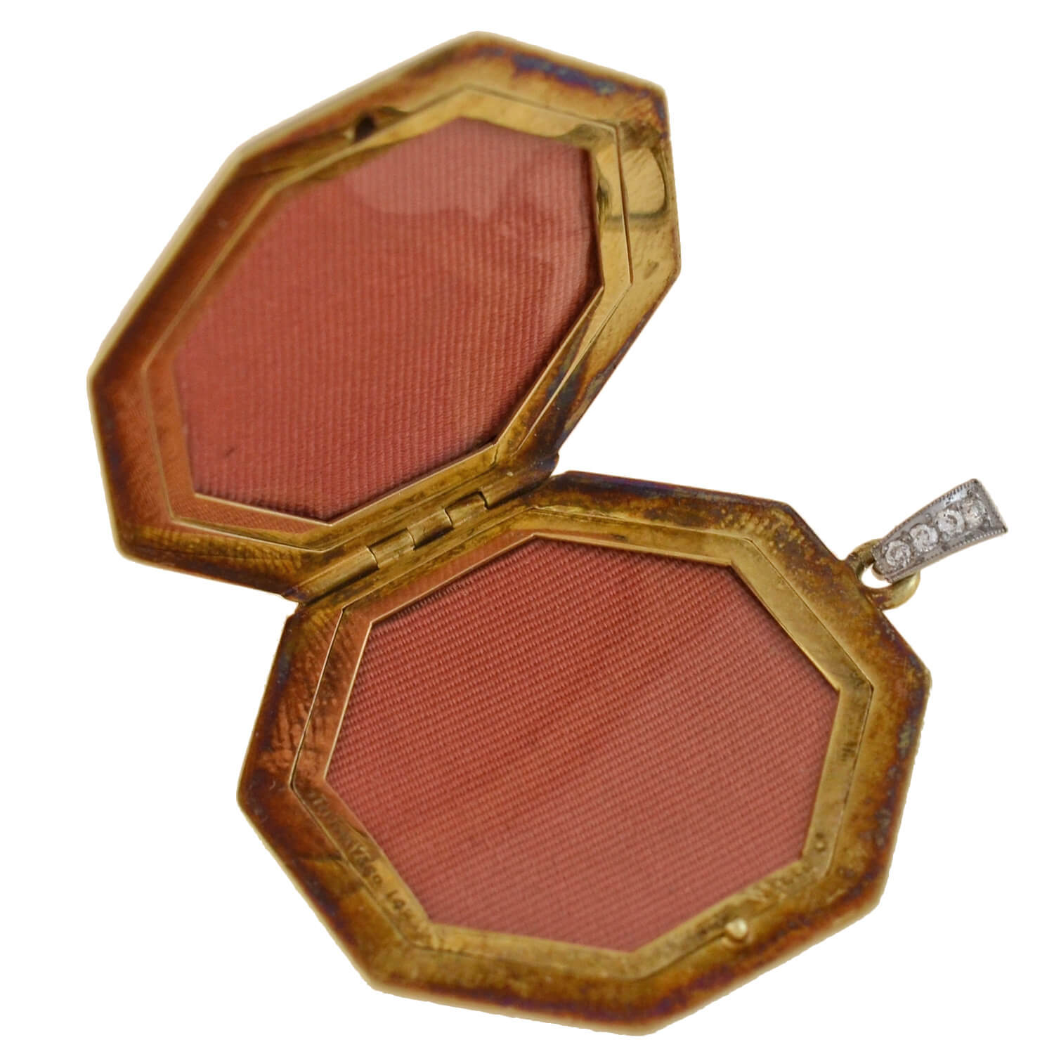 TIFFANY & CO. Edwardian 14kt/Platinum Diamond + Black Enamel Locket