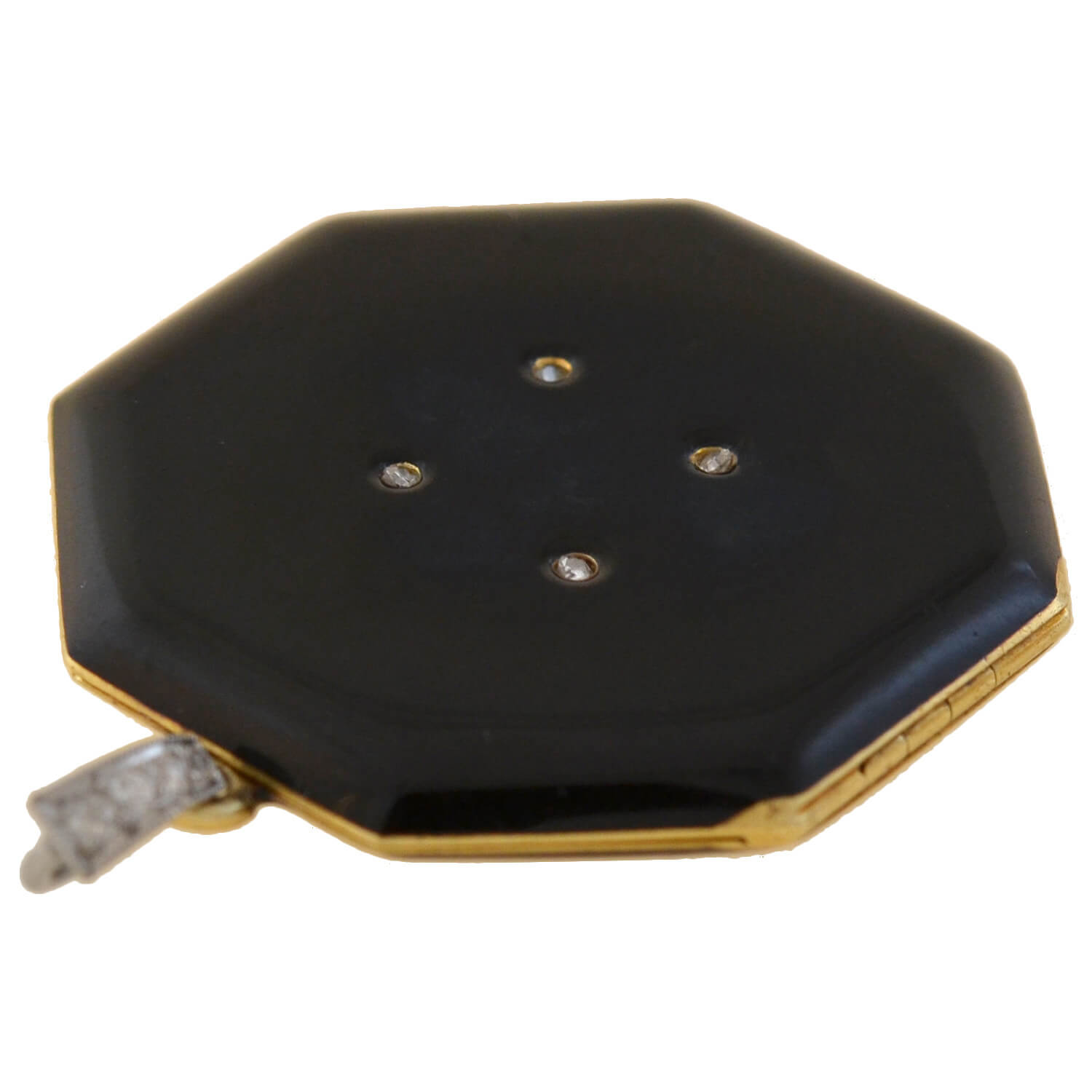 TIFFANY & CO. Edwardian 14kt/Platinum Diamond + Black Enamel Locket