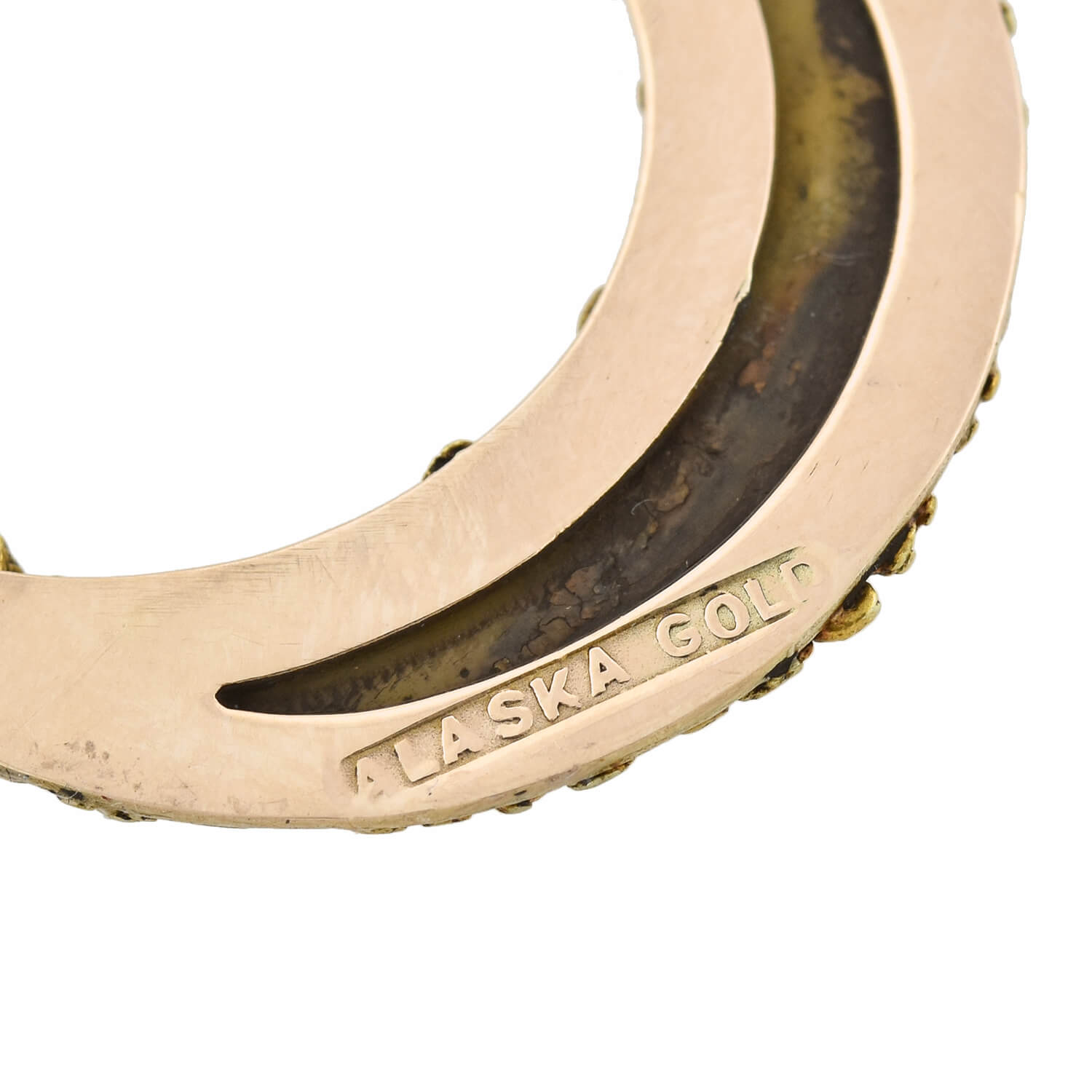 Late Victorian 14kt Genuine Gold Nugget + Horn Crescent Pendant Necklace